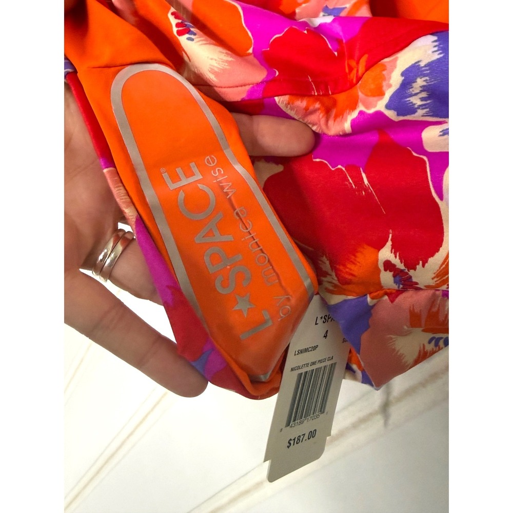 L*Space Nicolette One Piece Swimsuit Floral Underwire Pink Orange Size 4 - Picture 12 of 14